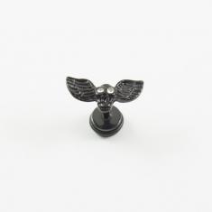 Steel Earring Skull-Wings Black