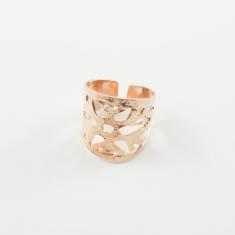 Mεταλλικό Διάτρητο Δαχτυλίδι Ροζ Χρυσό