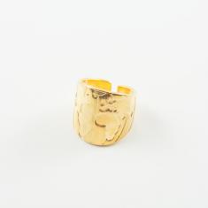 Metal Ring Earth Gold 2.3x2cm