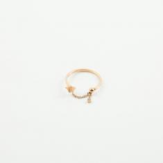 Steel Ring Pink Gold Butterfly
