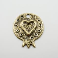 Metallic Pomegranate Heart Bronze 7.8cm