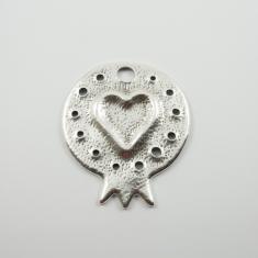 Metallic Pomegranate Heart Silver 7.8cm