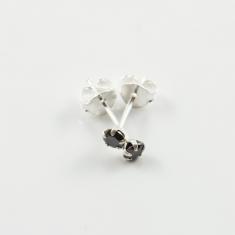 Silver Earrings Black Zircon 3mm