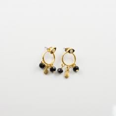 Stud Earrings Gold Eye Beads