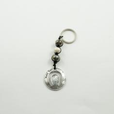 Charm Key Ring Horseshoe Silver Beads