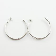 Earrings Hoops Silver Triple 48mm