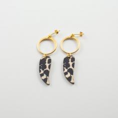 Earring Wooden Tooth Leopard