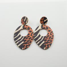 Σκουλαρίκι Ξύλινο Leopard-Zebra