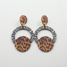 Σκουλαρίκι Ξύλινοι Κύκλοι Leopard