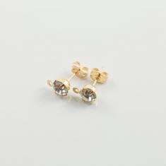 Base Earring Gold Strass White