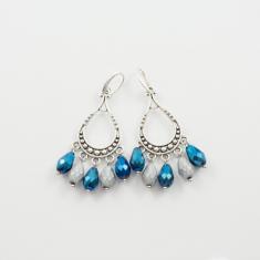 Earrngs Crystals Silver-Blue