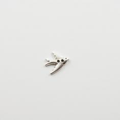 Μεταλλικό Μοτίφ Χελιδόνι Ασημί 1.5cm