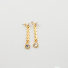 Earrings Gold Crystal White