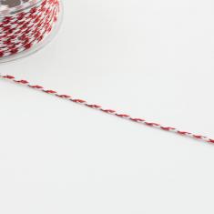Metallic Cord Red White 1mm