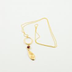 Necklace Gold Tear Zircon Red