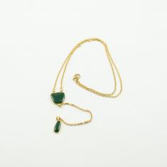 Necklace Gold Enamel Cypress Green
