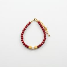Bracelet Beads Red Gold