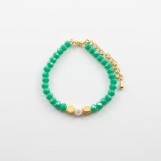 Bracelet Beads Seafoam Green Gold
