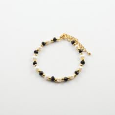 Bracelet Pearl Crystals Black