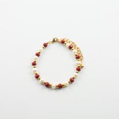 Bracelet Pearl Crystals Red