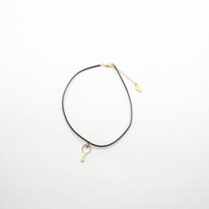 Necklace Choker Leather Black Key