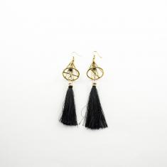 Earrings Bronze Tassel Black