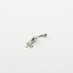 Belly Bar Dragonfly Crystal White
