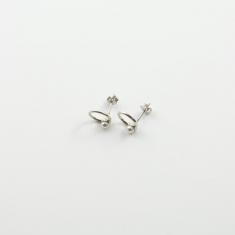 Metallic Earrings Circle Silver Pearl