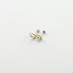 Metallic Earrings Circle Gold Pearl