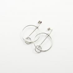 Metallic Earrings Circles Silver