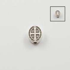 Περαστό Μοτίφ Κωνσταντινάτο Οβάλ Ασημί