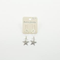 Earrings Bar Stars Silver Strass