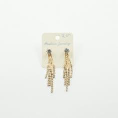 Earrings Fringes Gold Crystals