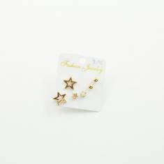 Set Earrings Stars Gold