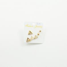 Set Earrings Triangles Gold