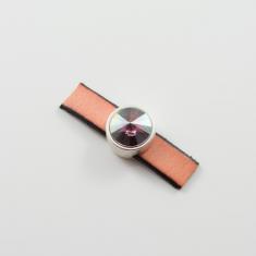 Μεταλλικό Μοτίφ Ασημί Κρύσταλλο Μωβ