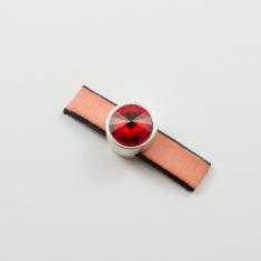 Μεταλλικό Μοτίφ Ασημί Κρύσταλλο Κόκκινο