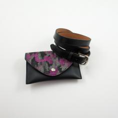 Purse Belt Leatherette Black Purple
