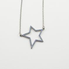 Necklace Star Strass Iridescent Black