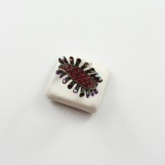 Ring Black Coral Zircons Red