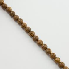 Wooden Bead Brown Stripe 8mm