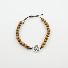 Bracelet Brown Beads Skull