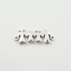 Μεταλλικό Μοτίφ Οικογένεια Ασημί 4 Άτομα