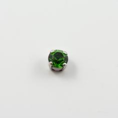 Καστόνι Ασημί Κρύσταλλο Πράσινο 7mm