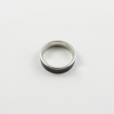 Ατάλινο Δαχτυλίδι Ασημί Μαύρο
