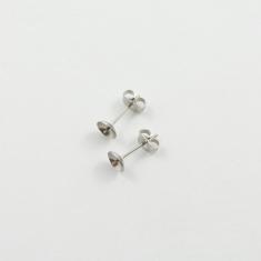 Earring Bases Steel Silver