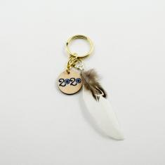 Charm Wooden 2020 Eyes Feather White