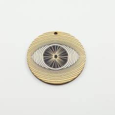 Wooden Eye Circle Gold 5cm