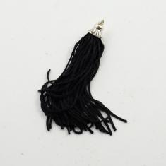Φούντα Κομπολογιού Μαύρη Λουλούδι 8cm