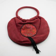 Burgundy Suede Bag Chinese Design